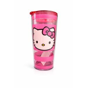 Hello Kitty Pink Plastic Tumbler Cup With Lid Sanrio Licensed New
